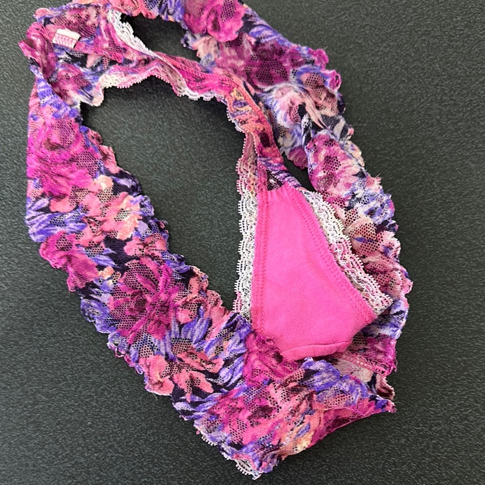 PINK Victoria's Secret Floral Lace Panties - Pink and Purple - Picture 2 of 2